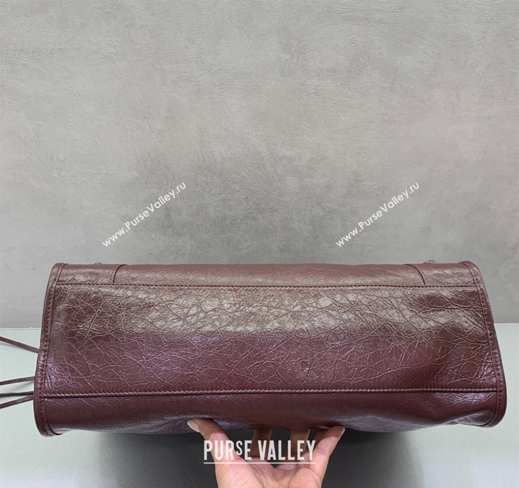 Balenciaga Le City Medium Bag in Arena Storico lambskin Burgundy 2025 0925 (JM-251120138)