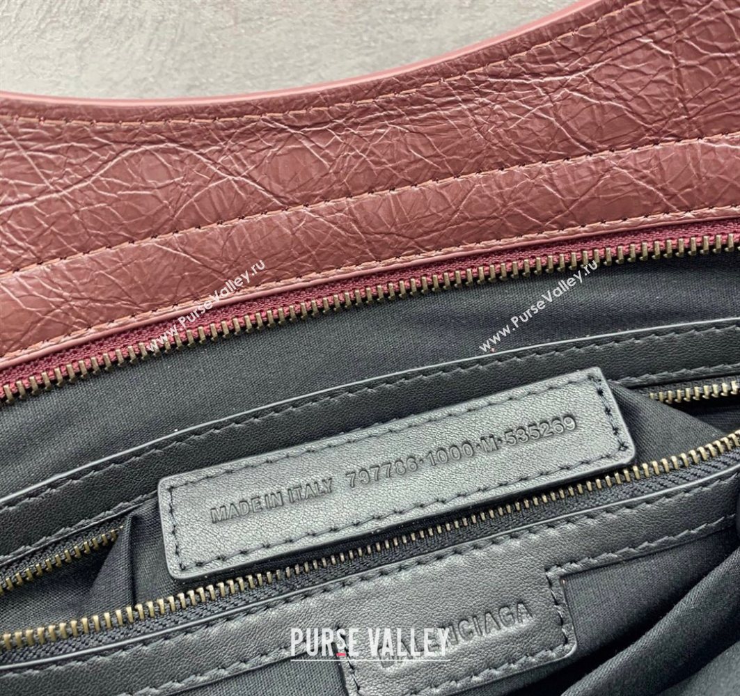 Balenciaga Le City Medium Bag in Arena Storico lambskin Burgundy 2025 0925 (JM-251120138)