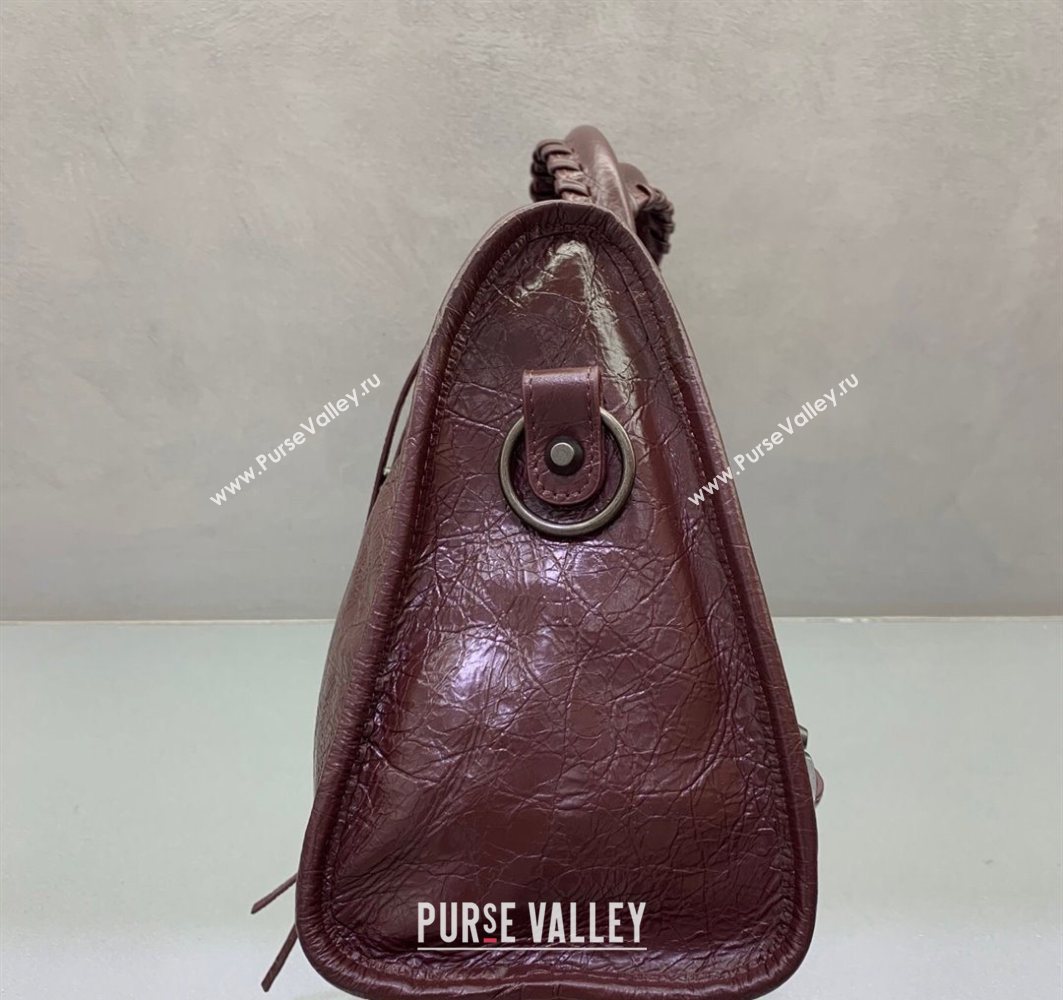 Balenciaga Le City Small Bag in Arena Storico lambskin Burgundy 2025 0925 (JM-251120139)