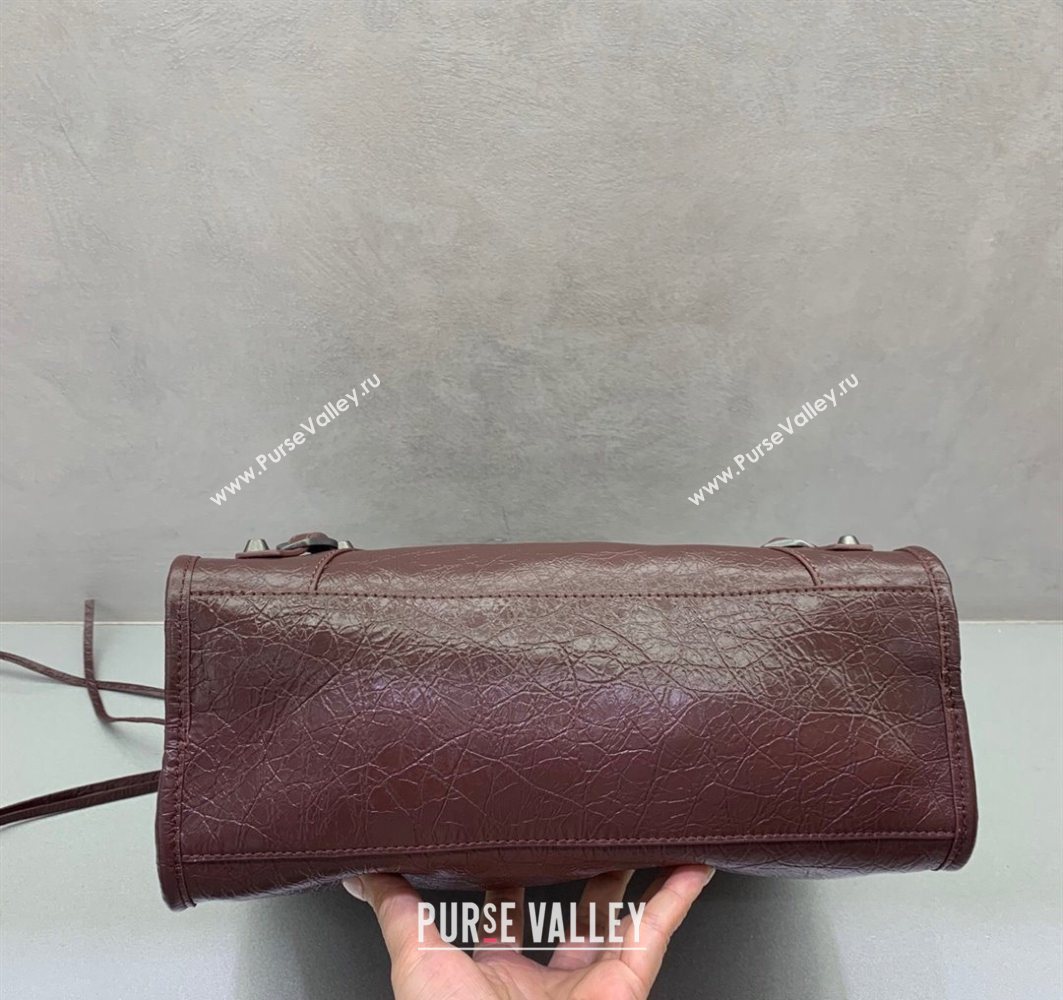 Balenciaga Le City Small Bag in Arena Storico lambskin Burgundy 2025 0925 (JM-251120139)