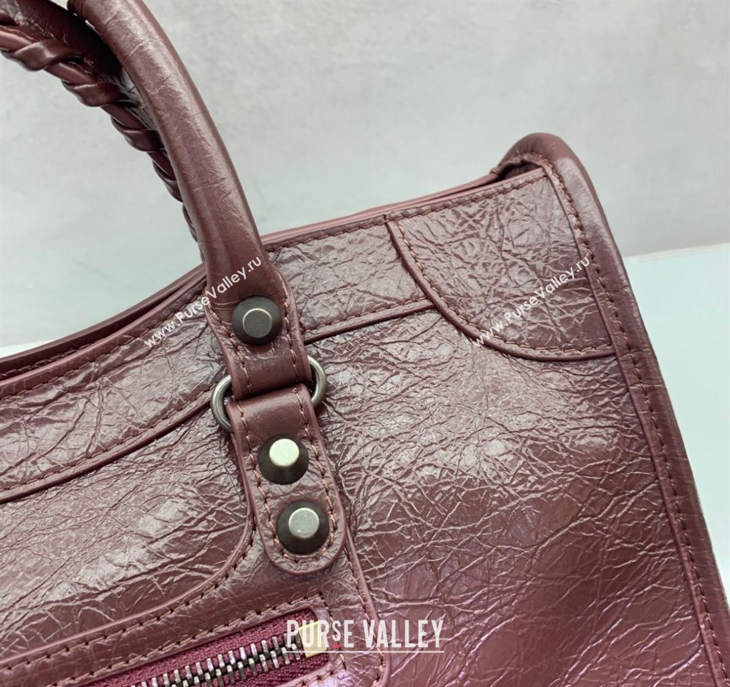 Balenciaga Le City Small Bag in Arena Storico lambskin Burgundy 2025 0925 (JM-251120139)