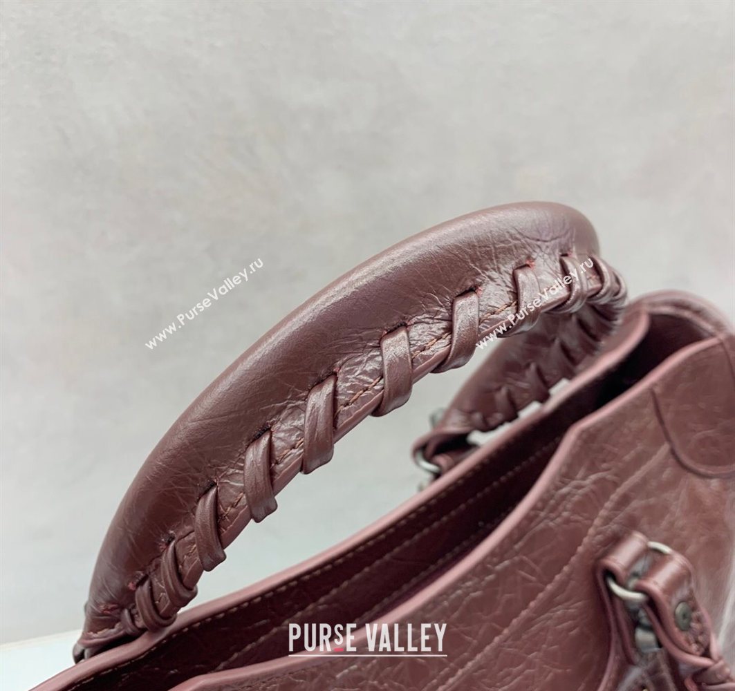 Balenciaga Le City Small Bag in Arena Storico lambskin Burgundy 2025 0925 (JM-251120139)