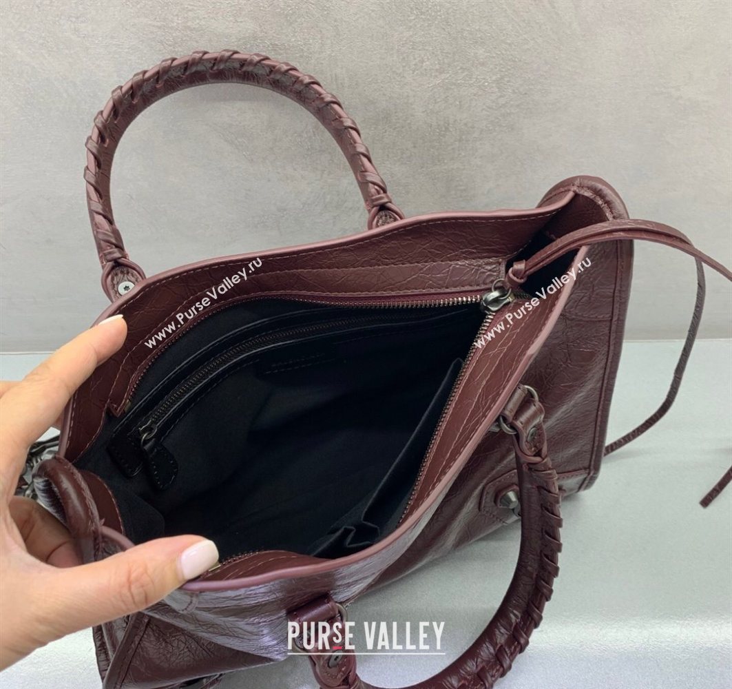 Balenciaga Le City Small Bag in Arena Storico lambskin Burgundy 2025 0925 (JM-251120139)