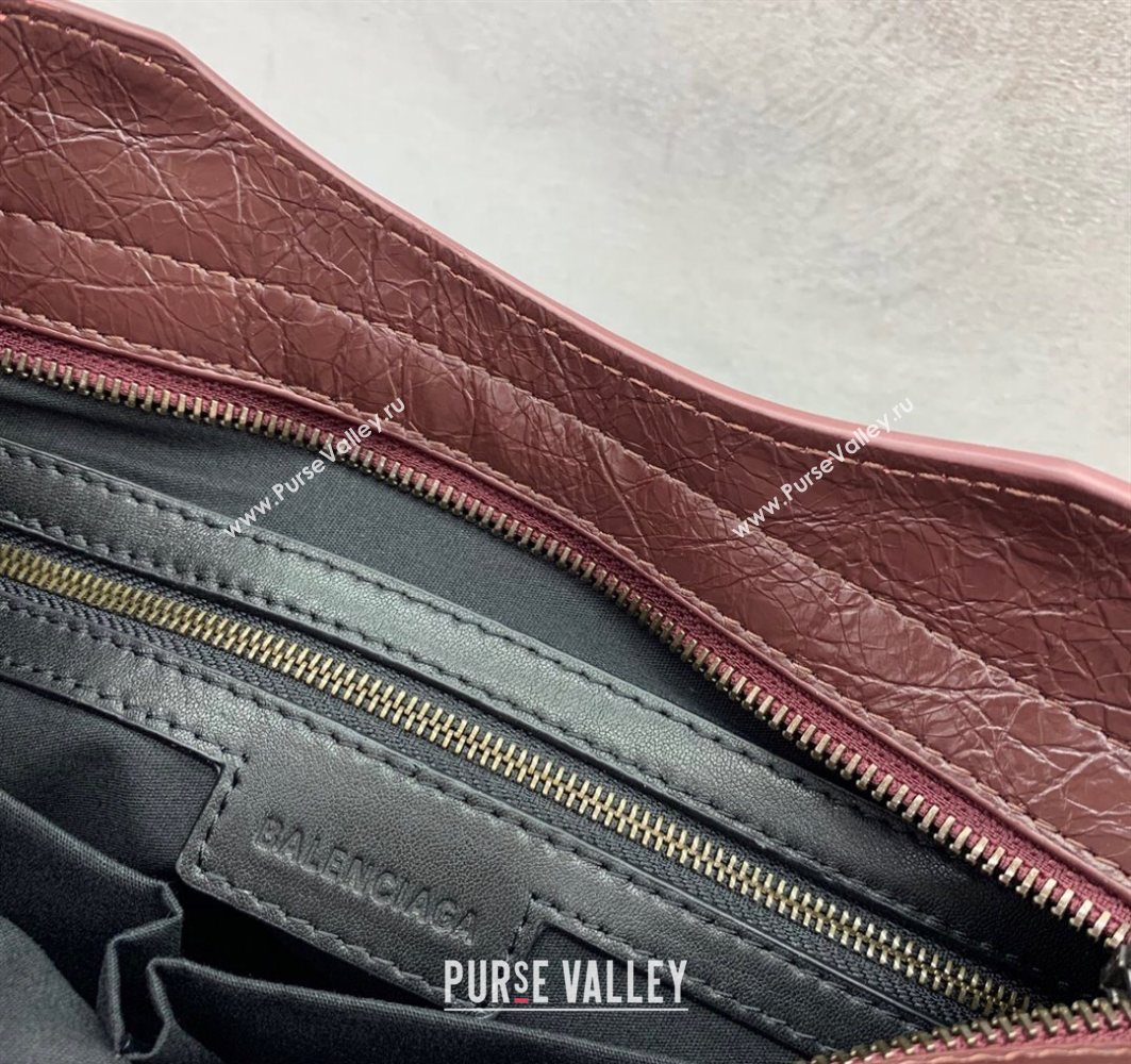 Balenciaga Le City Small Bag in Arena Storico lambskin Burgundy 2025 0925 (JM-251120139)