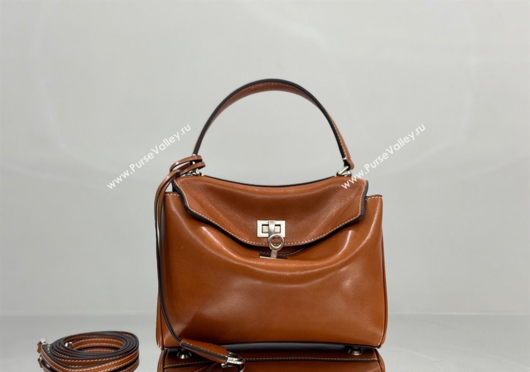 Balenciaga Rodeo Mini Handbag in tan brown smooth calfskin, aged-silver hardware 2025 78972 (JM-251120126)