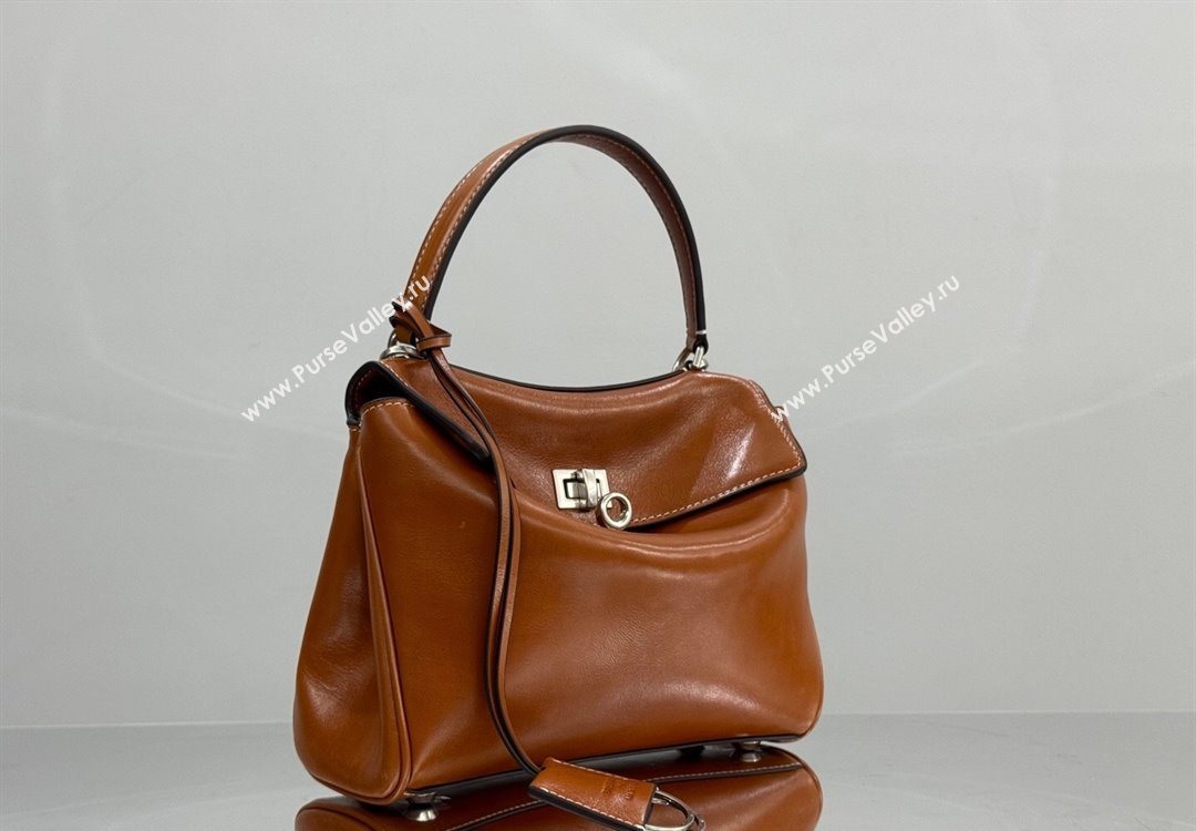 Balenciaga Rodeo Mini Handbag in tan brown smooth calfskin, aged-silver hardware 2025 78972 (JM-251120126)