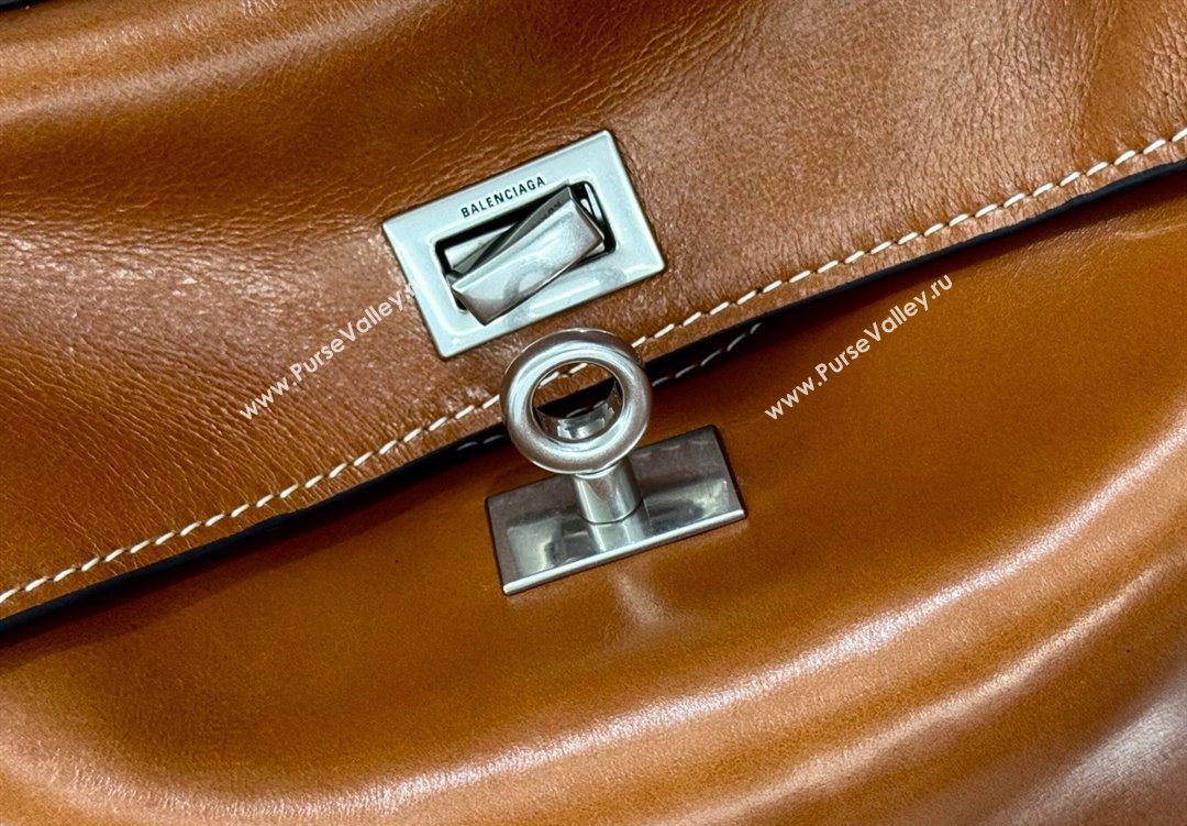 Balenciaga Rodeo Mini Handbag in tan brown smooth calfskin, aged-silver hardware 2025 78972 (JM-251120126)