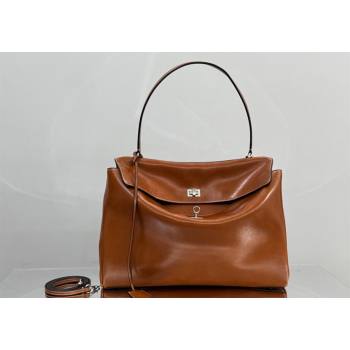 Balenciaga Rodeo Large Handbag in tan brown smooth calfskin, aged-silver hardware 2025 78972 (JM-251120130)
