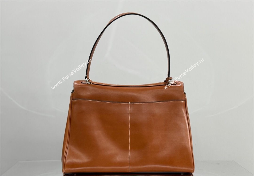 Balenciaga Rodeo Large Handbag in tan brown smooth calfskin, aged-silver hardware 2025 78972 (JM-251120130)