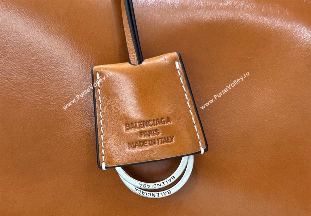 Balenciaga Rodeo Large Handbag in tan brown smooth calfskin, aged-silver hardware 2025 78972 (JM-251120130)