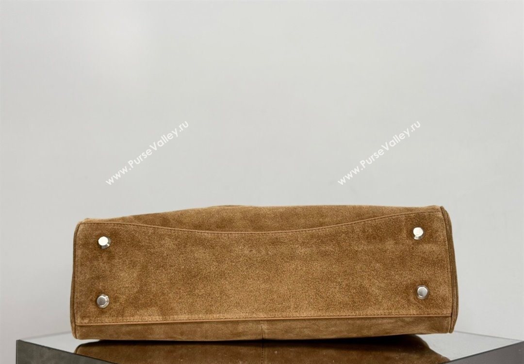 Balenciaga Rodeo Large Handbag in brown suede and white fleecel, aged-silver hardware 2025 78972 (JM-251120131)