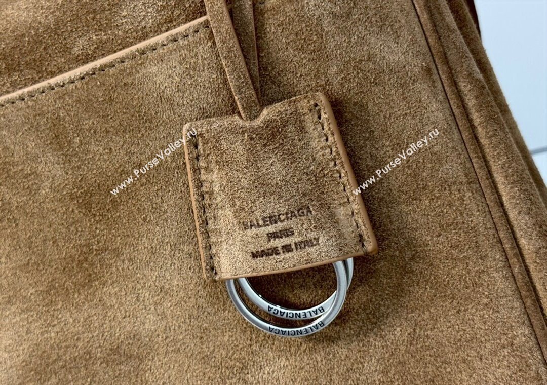Balenciaga Rodeo Large Handbag in brown suede and white fleecel, aged-silver hardware 2025 78972 (JM-251120131)