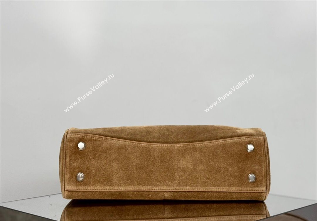 Balenciaga Rodeo Medium Handbag in brown suede and white fleecel, aged-silver hardware 2025 78972 (JM-251120132)