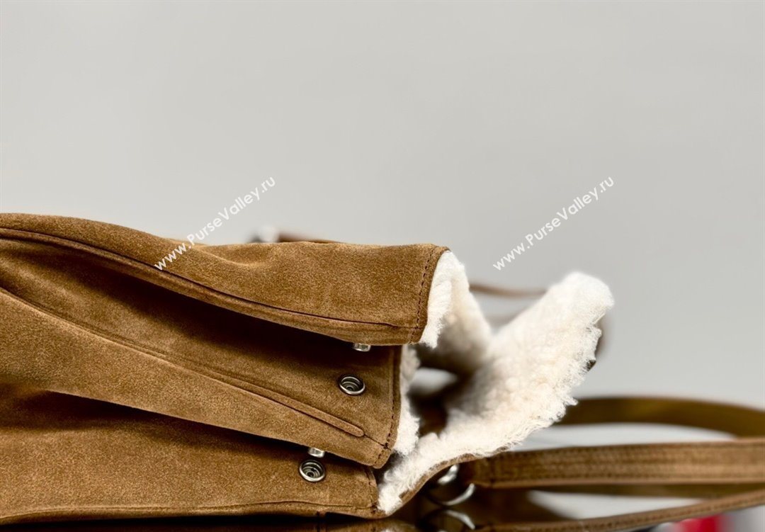 Balenciaga Rodeo Small Handbag in brown suede and white fleecel, aged-silver hardware 2025 78972 (JM-251120133)