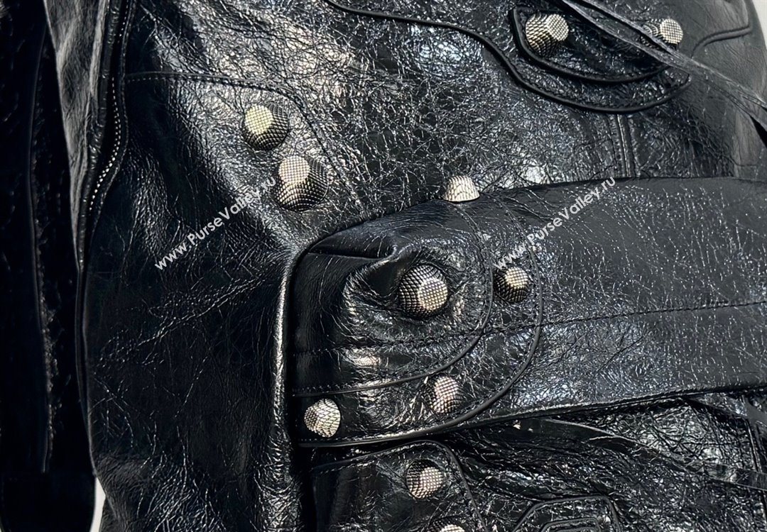 Balenciaga Le Cagole Backpack Bag in black calfskin leather, aged-silver hardware 2025 (JM-251120144)