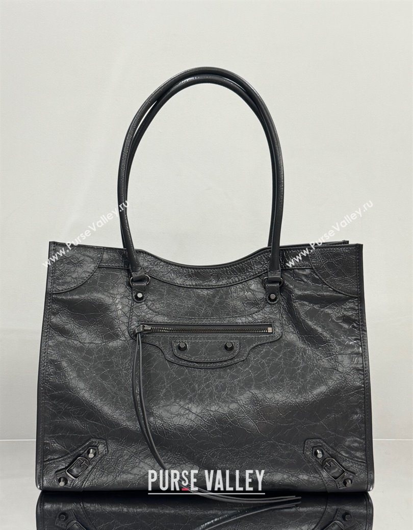 Balenciaga Le City Tote Bag Medium in Arena Storico Lambskin Grey 2025 1029 (JM-251120109)