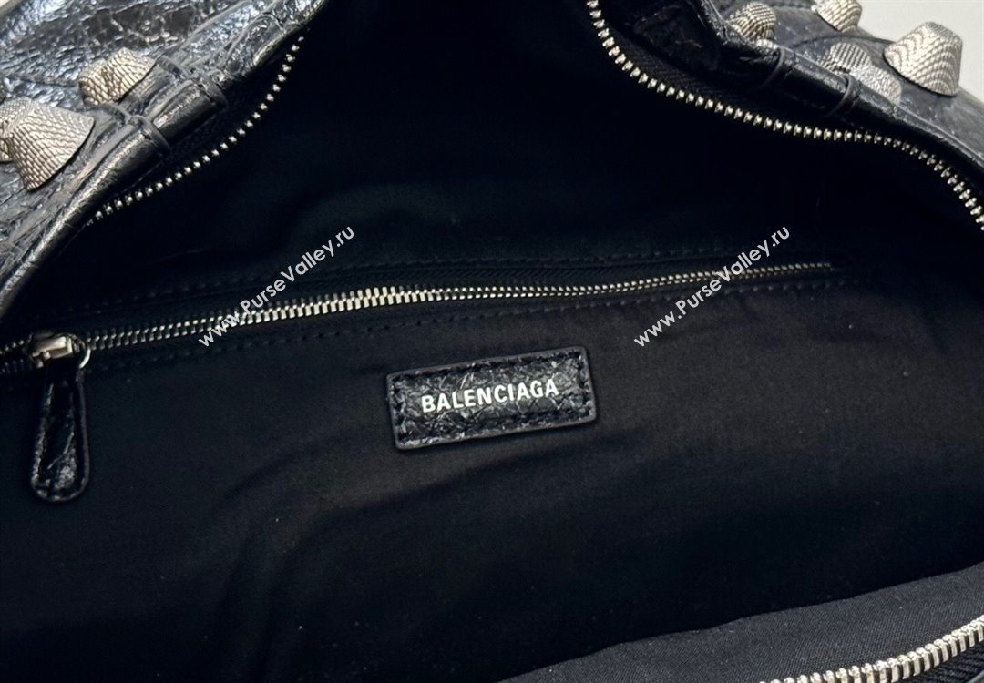 Balenciaga Le Cagole Backpack Bag in black calfskin leather, aged-silver hardware 2025 (JM-251120144)