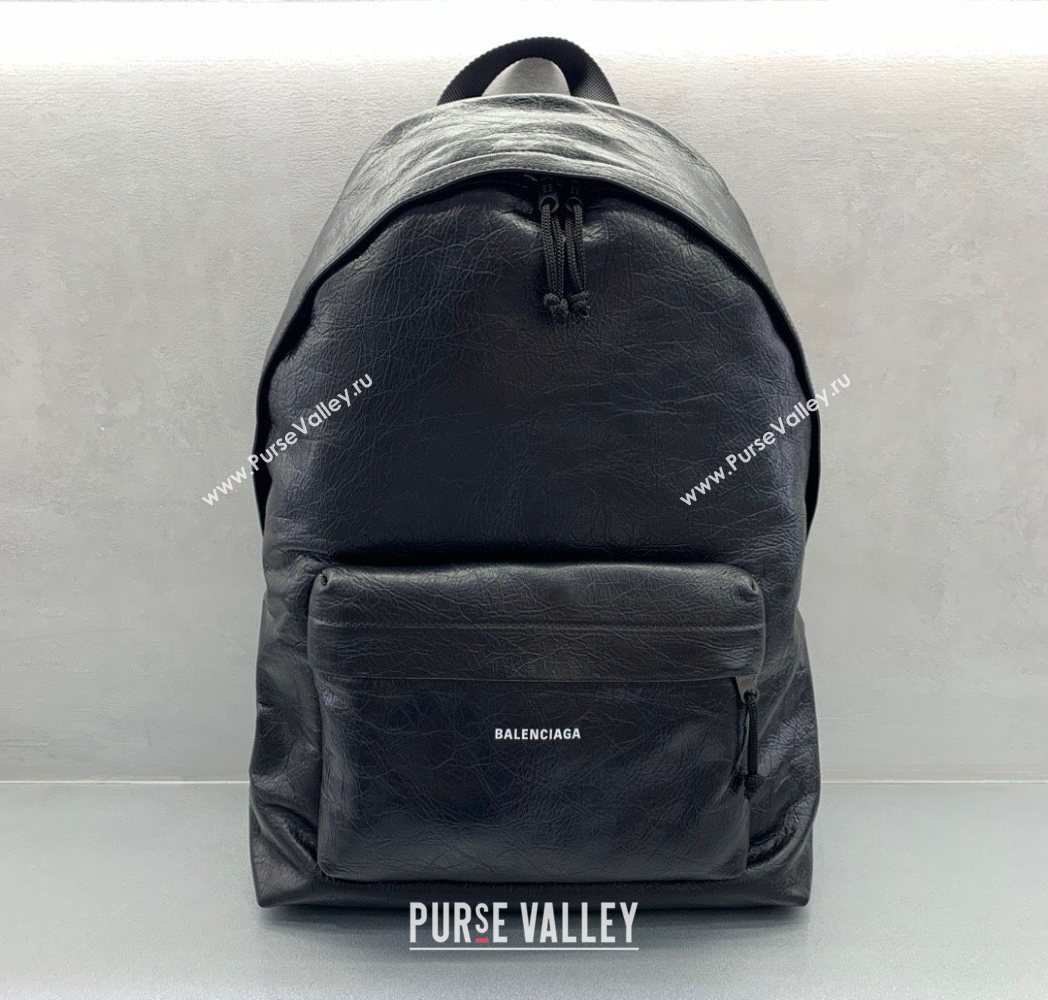 Balenciaga Calfskin Leather Backpack Bag Black 2025 1120 (JM-251120146)