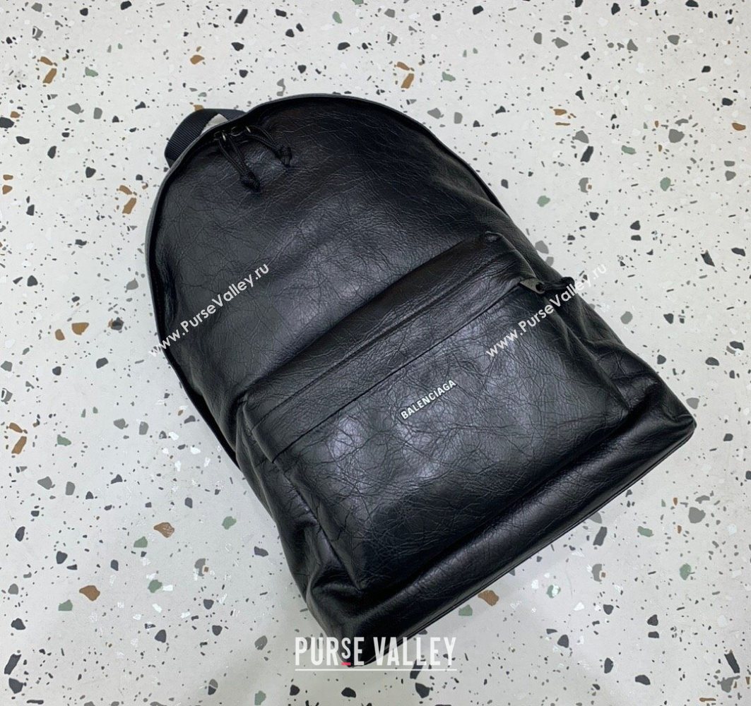 Balenciaga Calfskin Leather Backpack Bag Black 2025 1120 (JM-251120146)