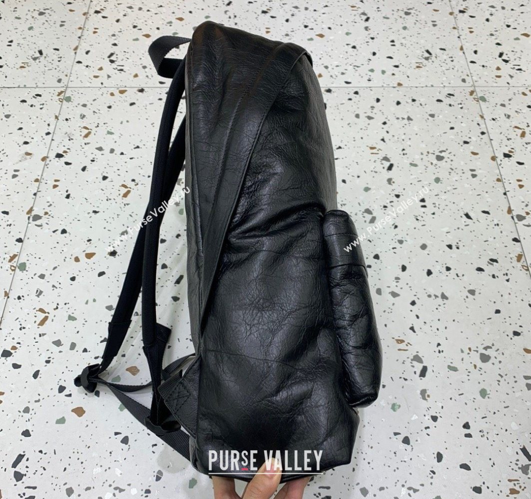 Balenciaga Calfskin Leather Backpack Bag Black 2025 1120 (JM-251120146)