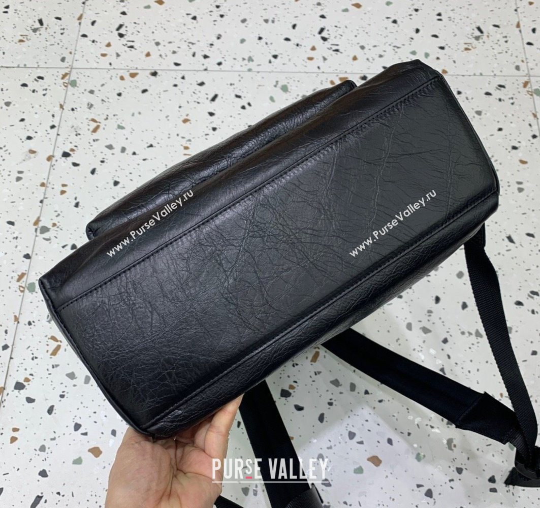 Balenciaga Calfskin Leather Backpack Bag Black 2025 1120 (JM-251120146)