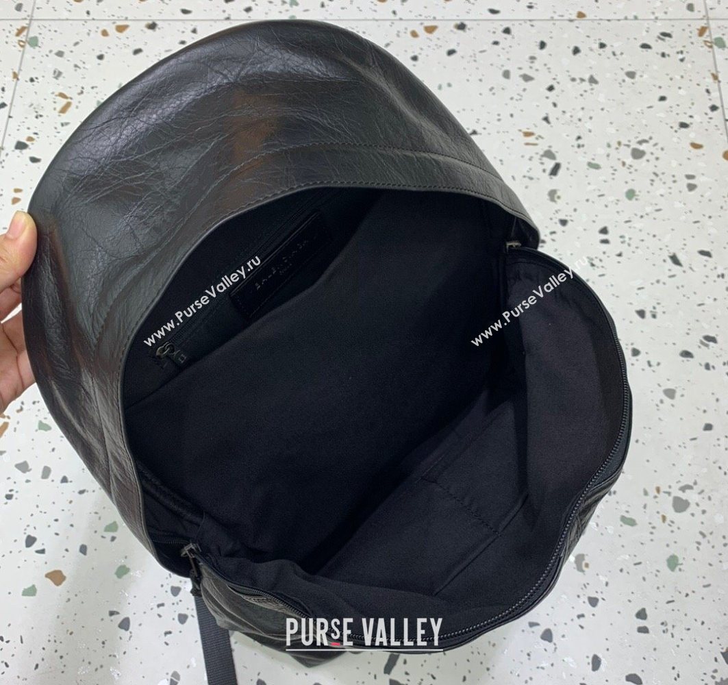 Balenciaga Calfskin Leather Backpack Bag Black 2025 1120 (JM-251120146)