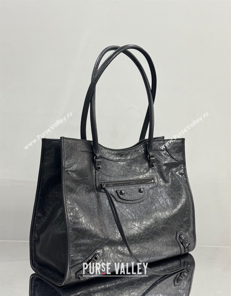 Balenciaga Le City Tote Bag Medium in Arena Storico Lambskin Grey 2025 1029 (JM-251120109)