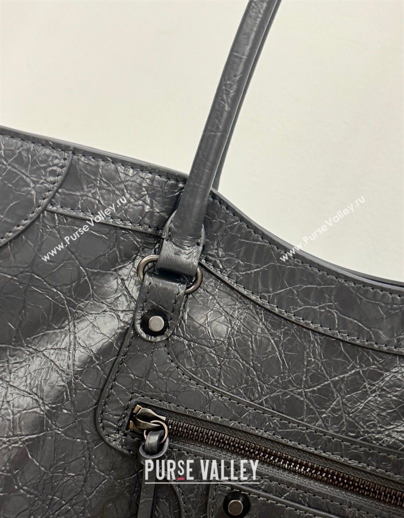 Balenciaga Le City Tote Bag Medium in Arena Storico Lambskin Grey 2025 1029 (JM-251120109)