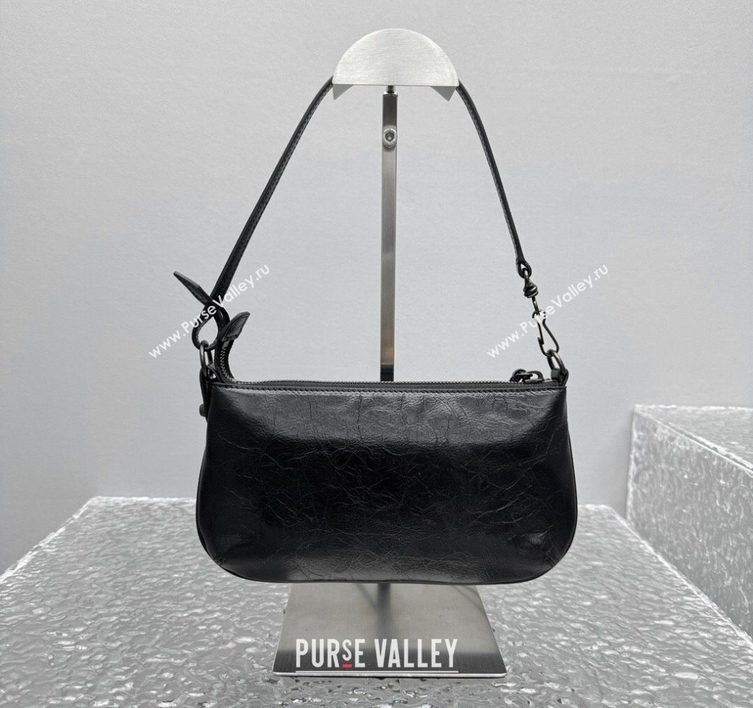 Balenciaga Le City Moto Small Shoulder Bag in Arena Storico Lambskin Black 2025 92601 (JM-251120102)