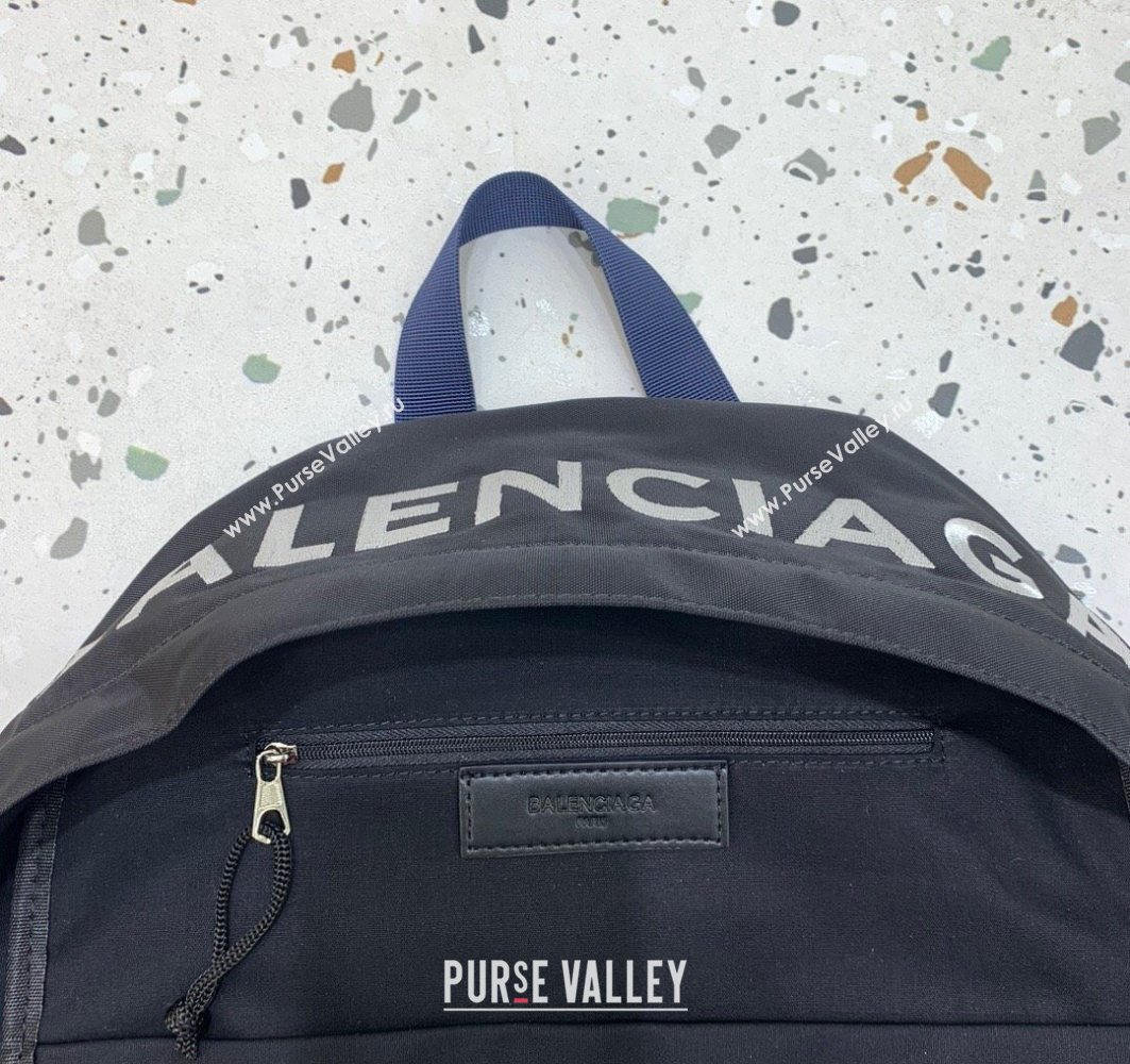 Balenciaga Explorer Fabric Backpack Bag Black/Blue Strap 2025 (JM-251120153)