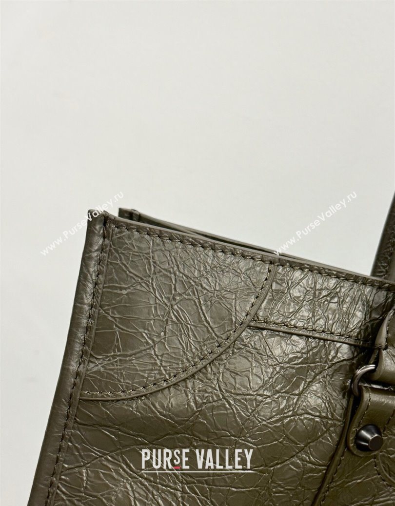 Balenciaga Le City Tote Bag Medium in Arena Storico Lambskin Army Green 2025 1029 (JM-251120110)