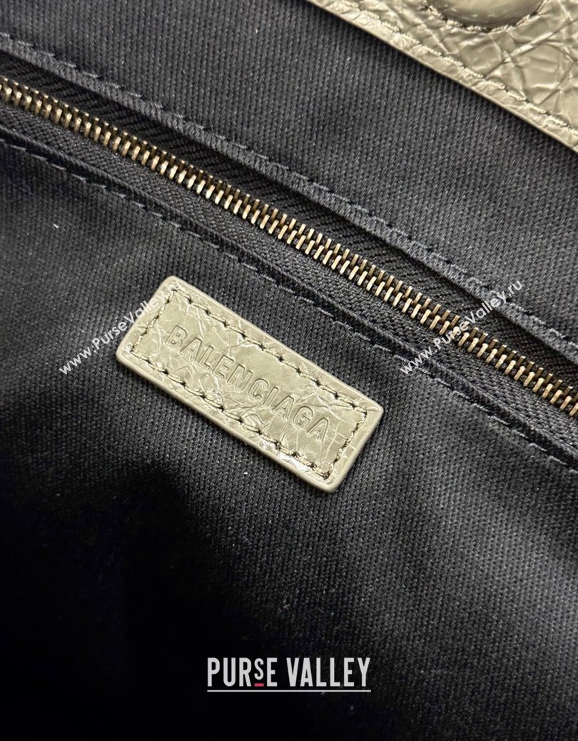 Balenciaga Le City Tote Bag Medium in Arena Storico Lambskin Army Green 2025 1029 (JM-251120110)