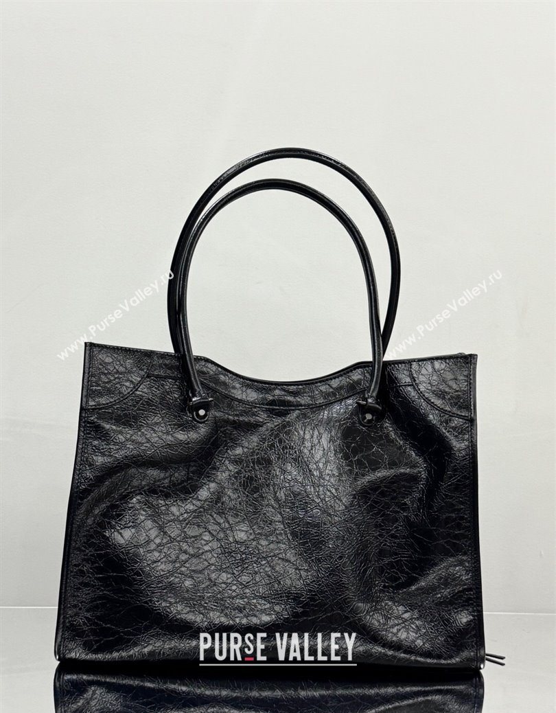 Balenciaga Le City Tote Bag Medium in Arena Storico Lambskin Black 2025 1029 (JM-251120111)