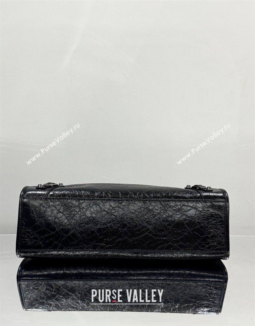Balenciaga Le City Tote Bag Medium in Arena Storico Lambskin Black 2025 1029 (JM-251120111)