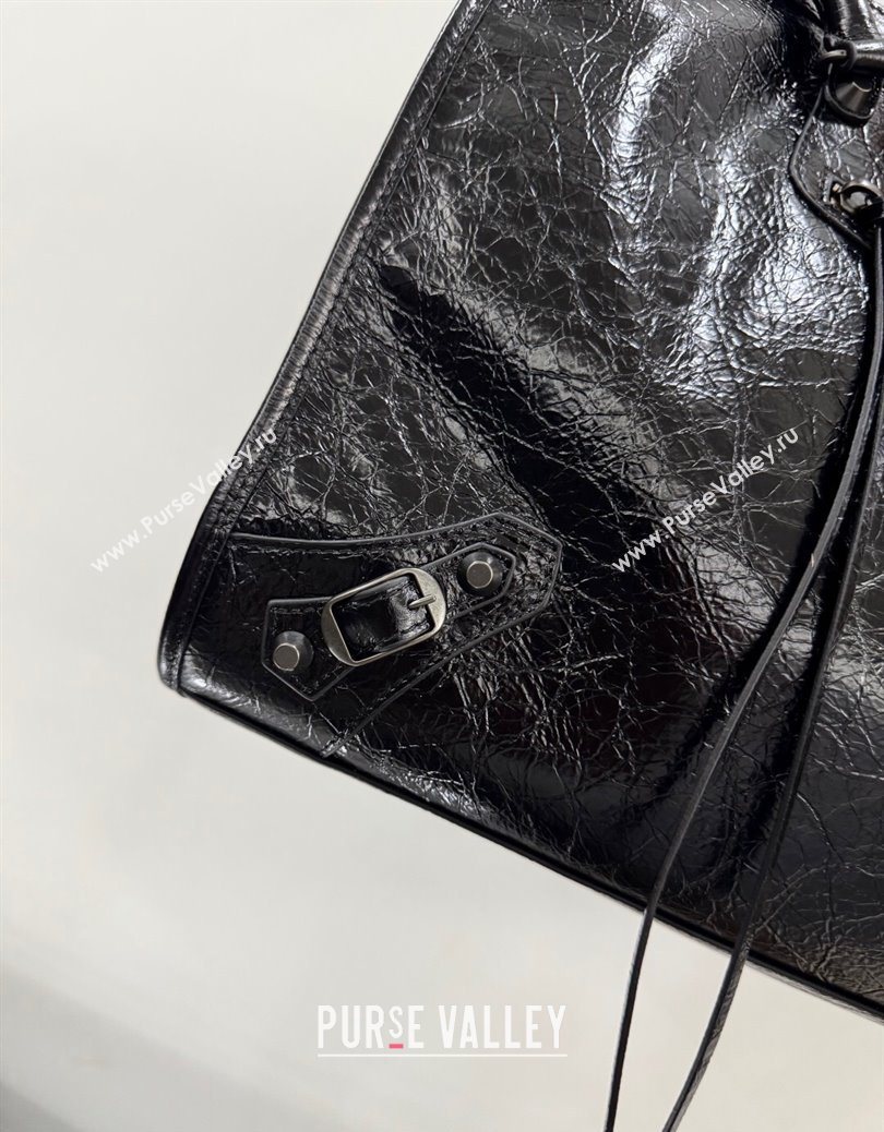 Balenciaga Le City Tote Bag Medium in Arena Storico Lambskin Black 2025 1029 (JM-251120111)