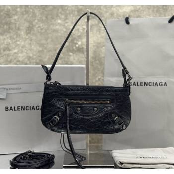 Balenciaga Le City Pouch Bag On Strap in Arena Storico Lambskin Black 2025 0904 (JM-251120107)