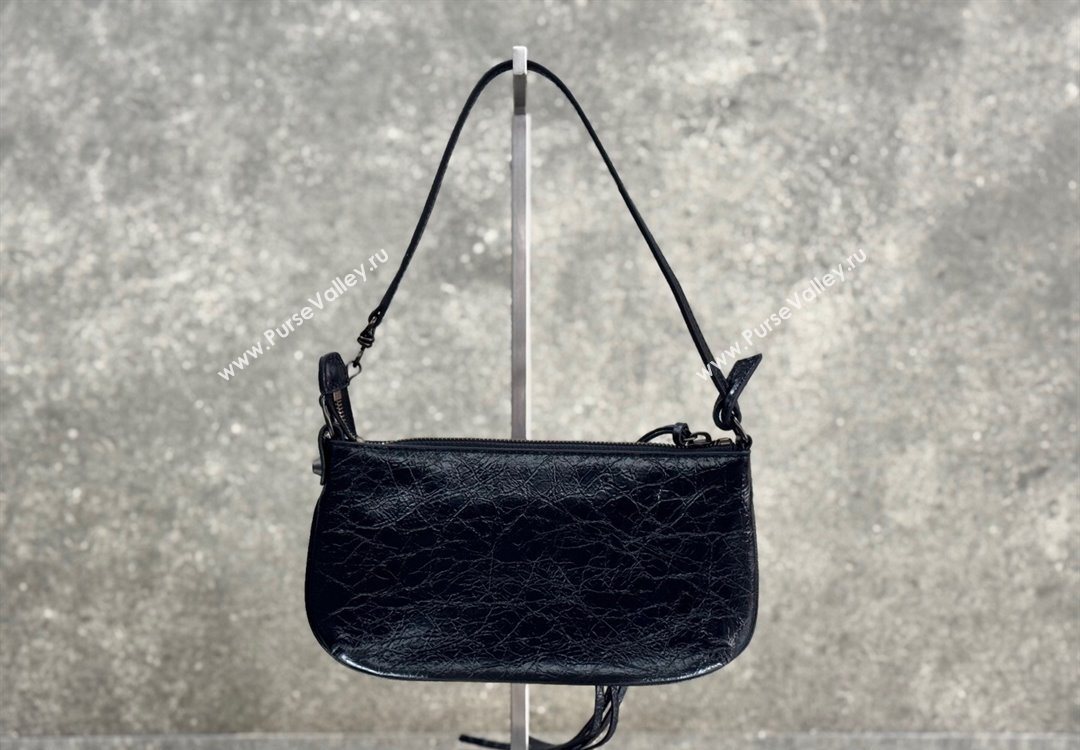 Balenciaga Le City Pouch Bag On Strap in Arena Storico Lambskin Black 2025 0904 (JM-251120107)