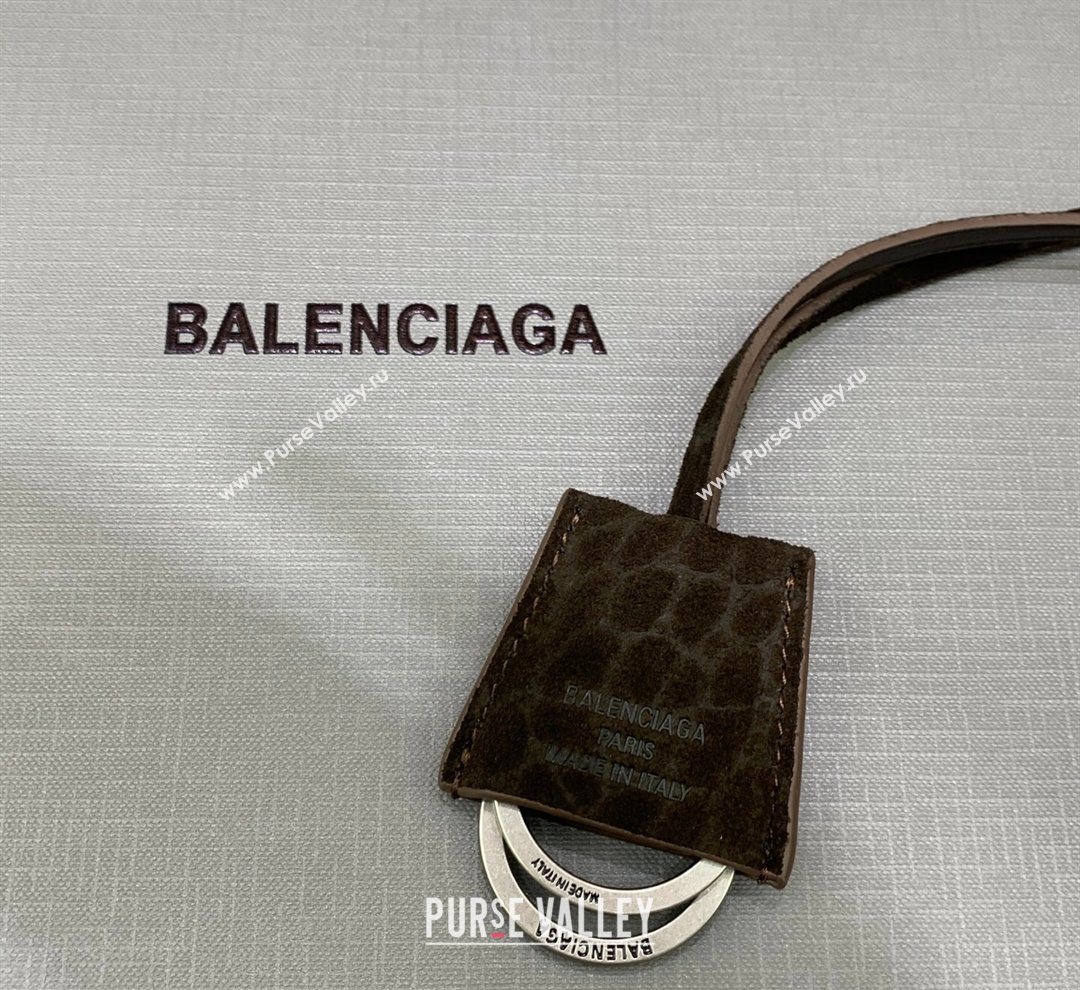 Balenciaga Rodeo Small Handbag in Crocodile Embossed Suede Dark Coffee 2026 78972 (JM-260122001)