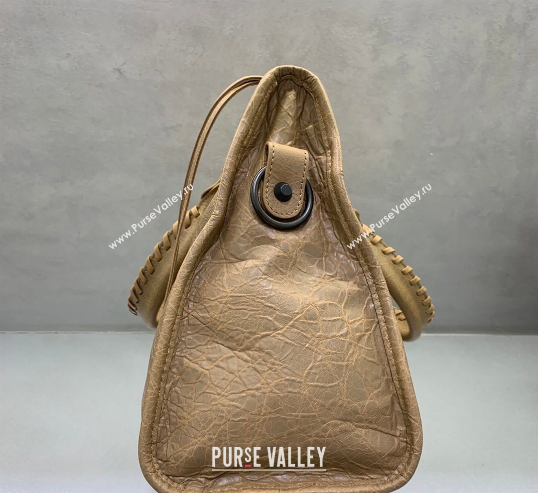 Balenciaga Le City Hobo Bag Medium in khaki yellow Arena lambskin, brass hardware 2026 (JM-260122010)