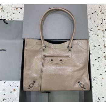 Balenciaga Le City Tote Bag Medium in Arena Storico Lambskin Apricot 2026 0122 (JM-260122013)