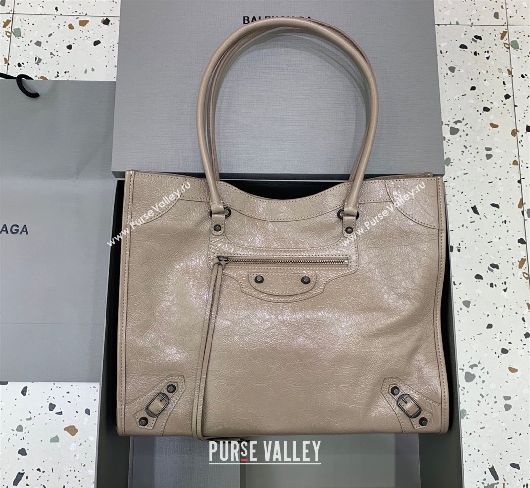 Balenciaga Le City Tote Bag Medium in Arena Storico Lambskin Apricot 2026 0122 (JM-260122013)