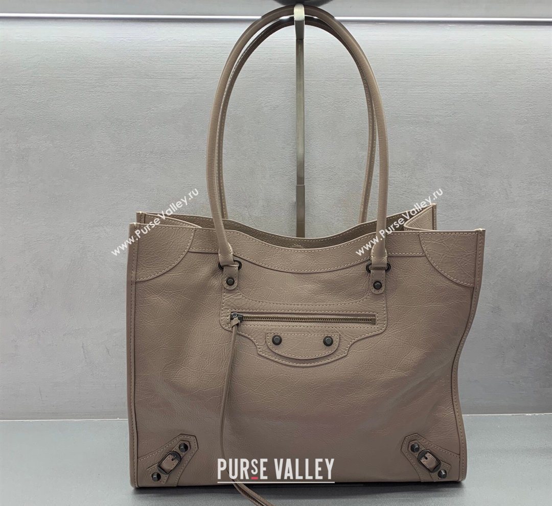 Balenciaga Le City Tote Bag Medium in Arena Storico Lambskin Apricot 2026 0122 (JM-260122013)