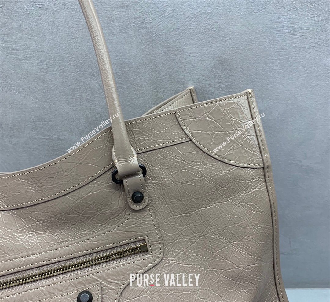 Balenciaga Le City Tote Bag Medium in Arena Storico Lambskin Apricot 2026 0122 (JM-260122013)