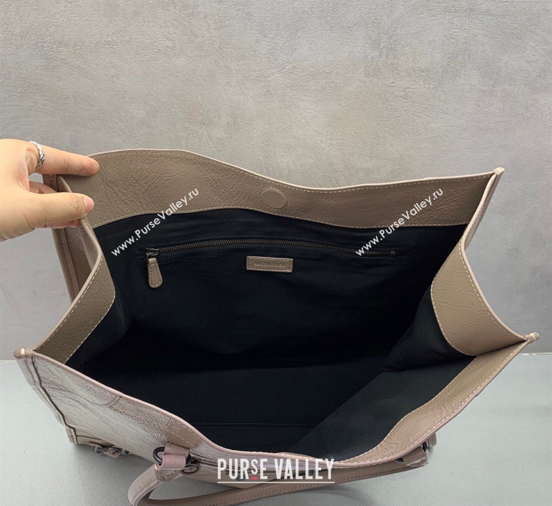 Balenciaga Le City Tote Bag Medium in Arena Storico Lambskin Apricot 2026 0122 (JM-260122013)