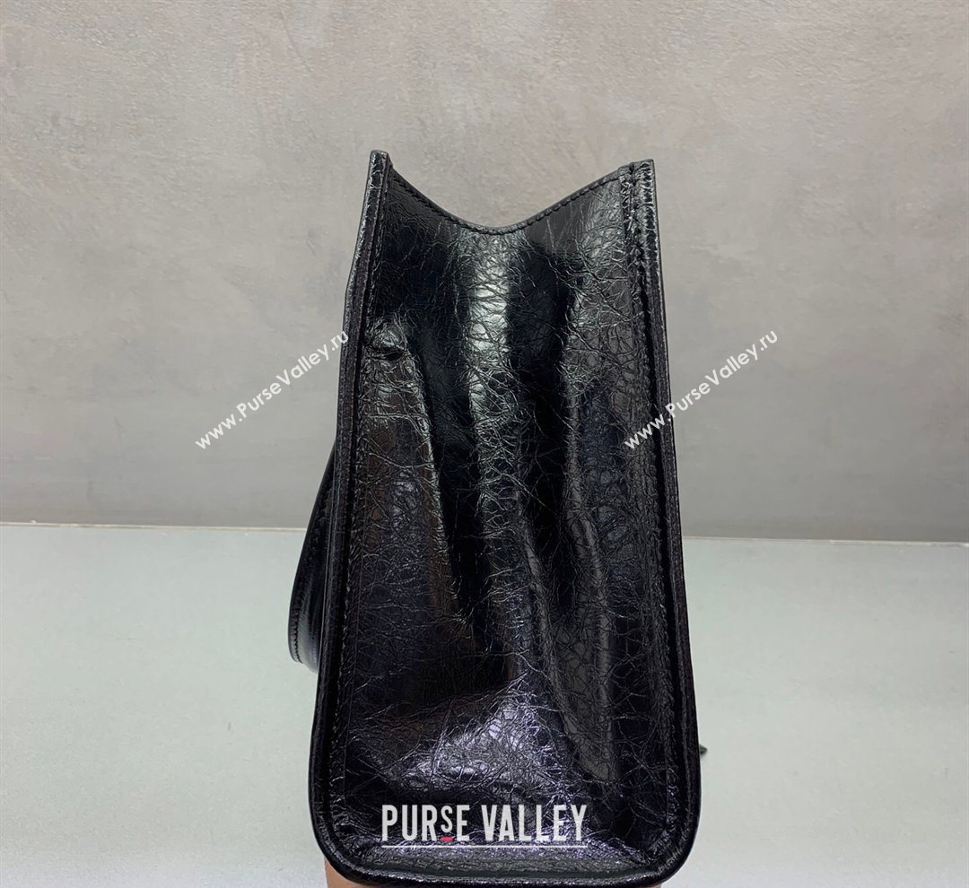 Balenciaga Le City Tote Bag Small in Arena Storico Lambskin Black 2026 0122 (JM-260122014)
