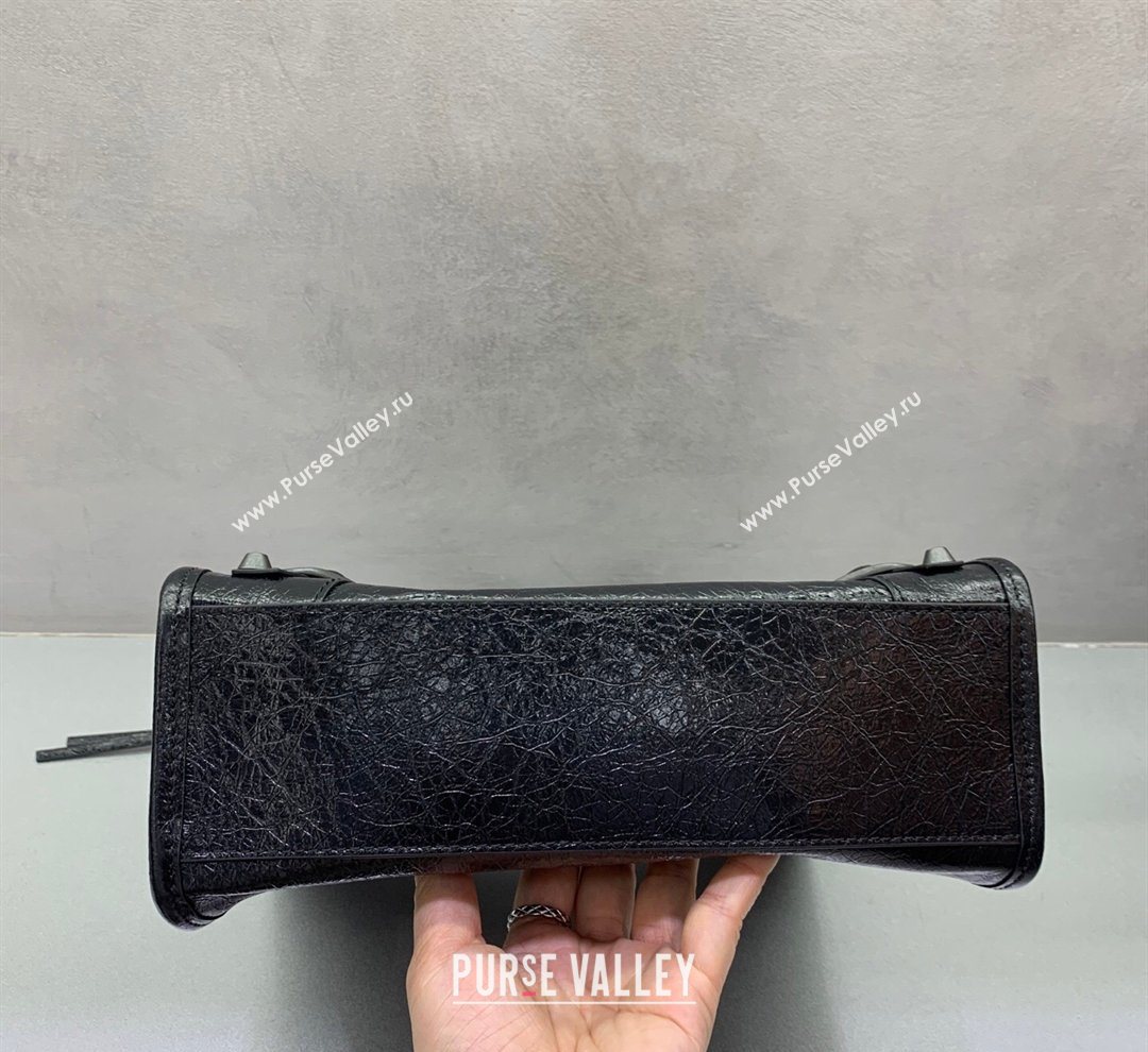 Balenciaga Le City Tote Bag Small in Arena Storico Lambskin Black 2026 0122 (JM-260122014)