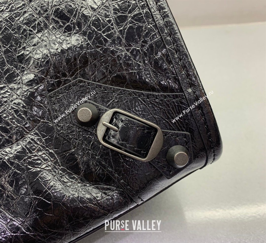 Balenciaga Le City Tote Bag Small in Arena Storico Lambskin Black 2026 0122 (JM-260122014)