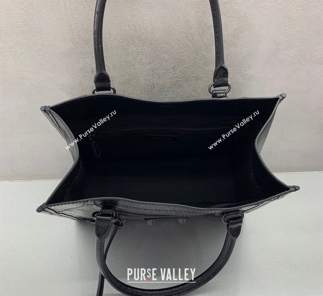 Balenciaga Le City Tote Bag Small in Arena Storico Lambskin Black 2026 0122 (JM-260122014)