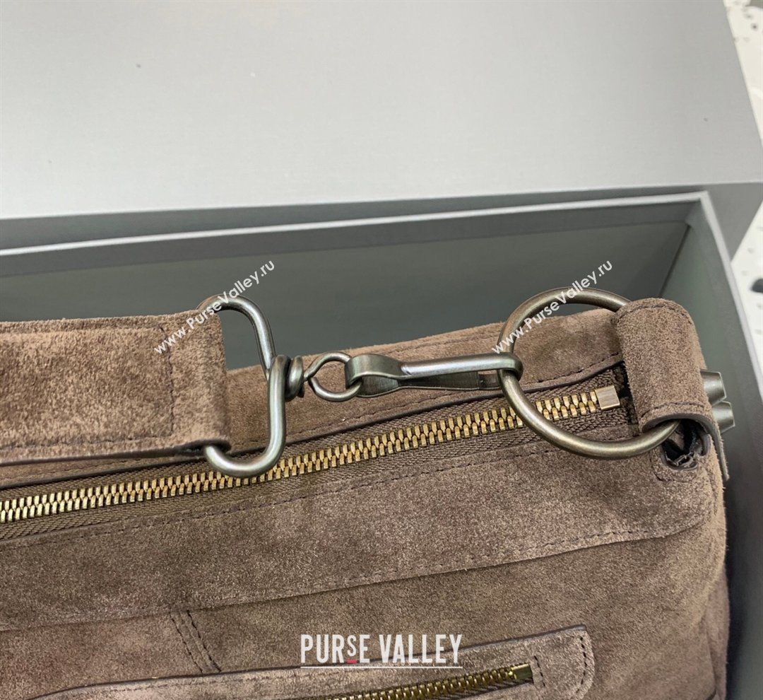 Balenciaga Le City Moto Small Shoulder Bag in Suede Dark Coffee 2026 92601 (JM-260122015)