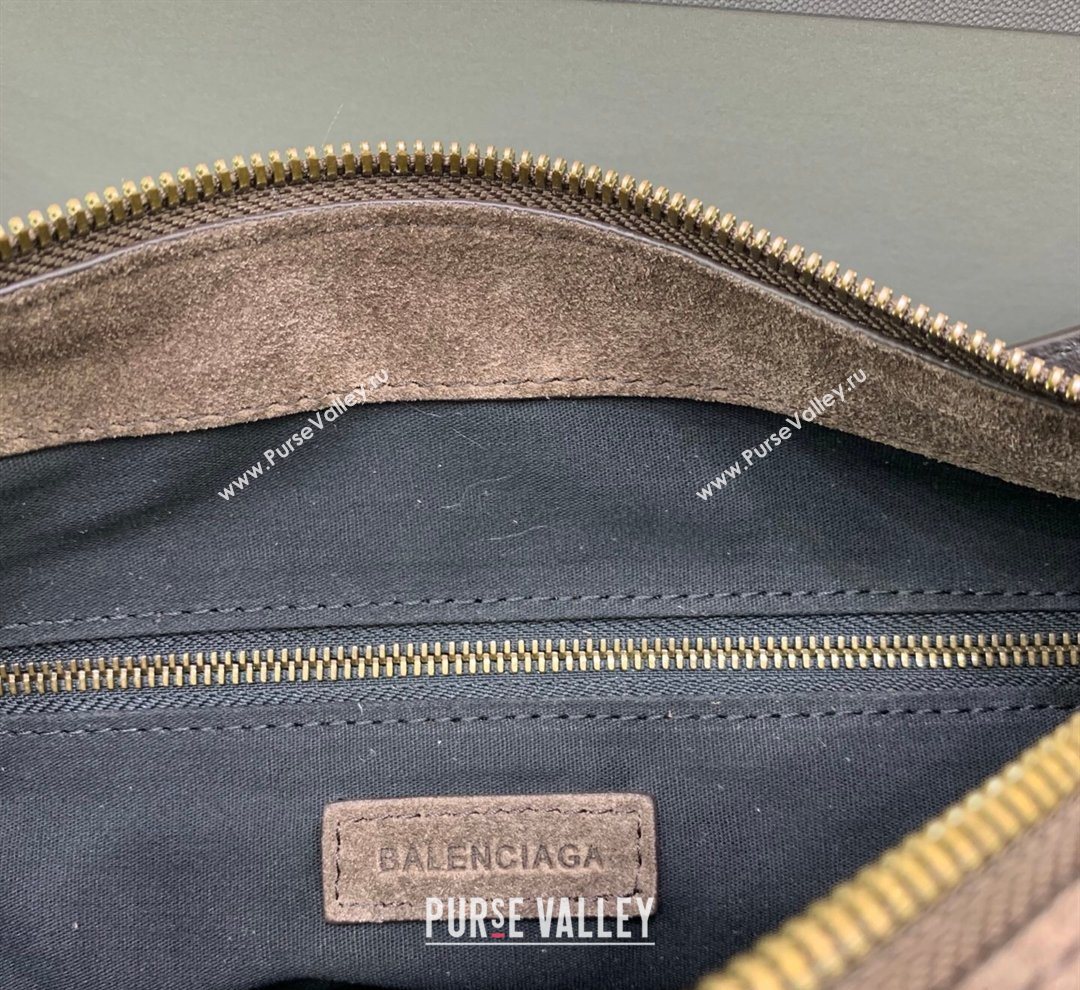 Balenciaga Le City Moto Small Shoulder Bag in Suede Dark Coffee 2026 92601 (JM-260122015)